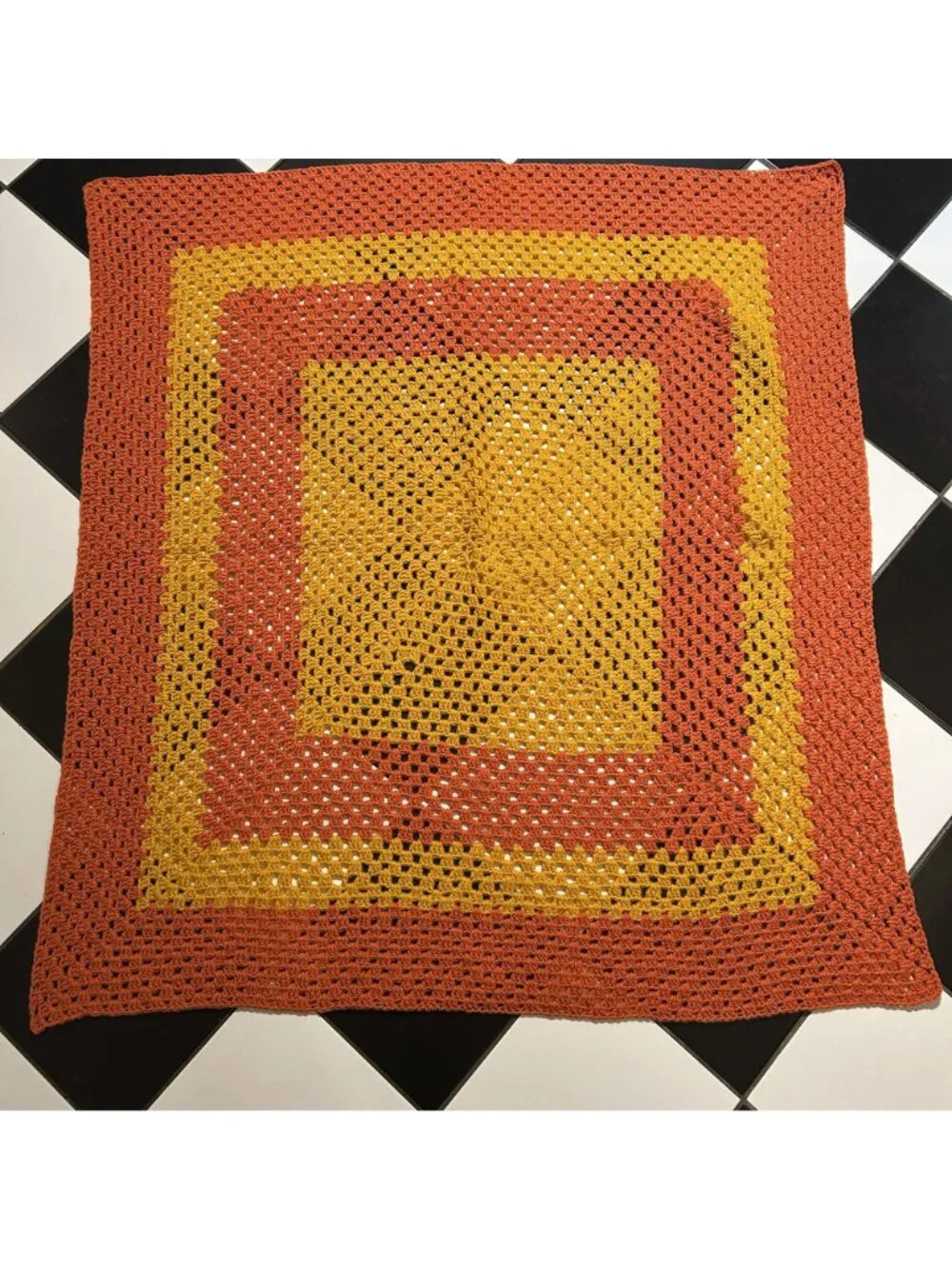 Afghan Crochet Granny Square Blanket Throw Coral Peach Spring Cottagecore Boho